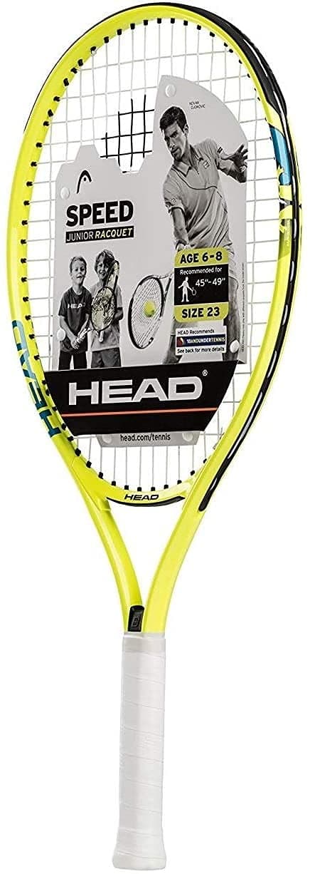 Speed 23 Junior Pre-Strung Tennis Racquet, Lightweight Youth Tennis Racket for Kids & Beginners, Durable Aluminum Frame, Age 6-8, 23 inch, Yellow