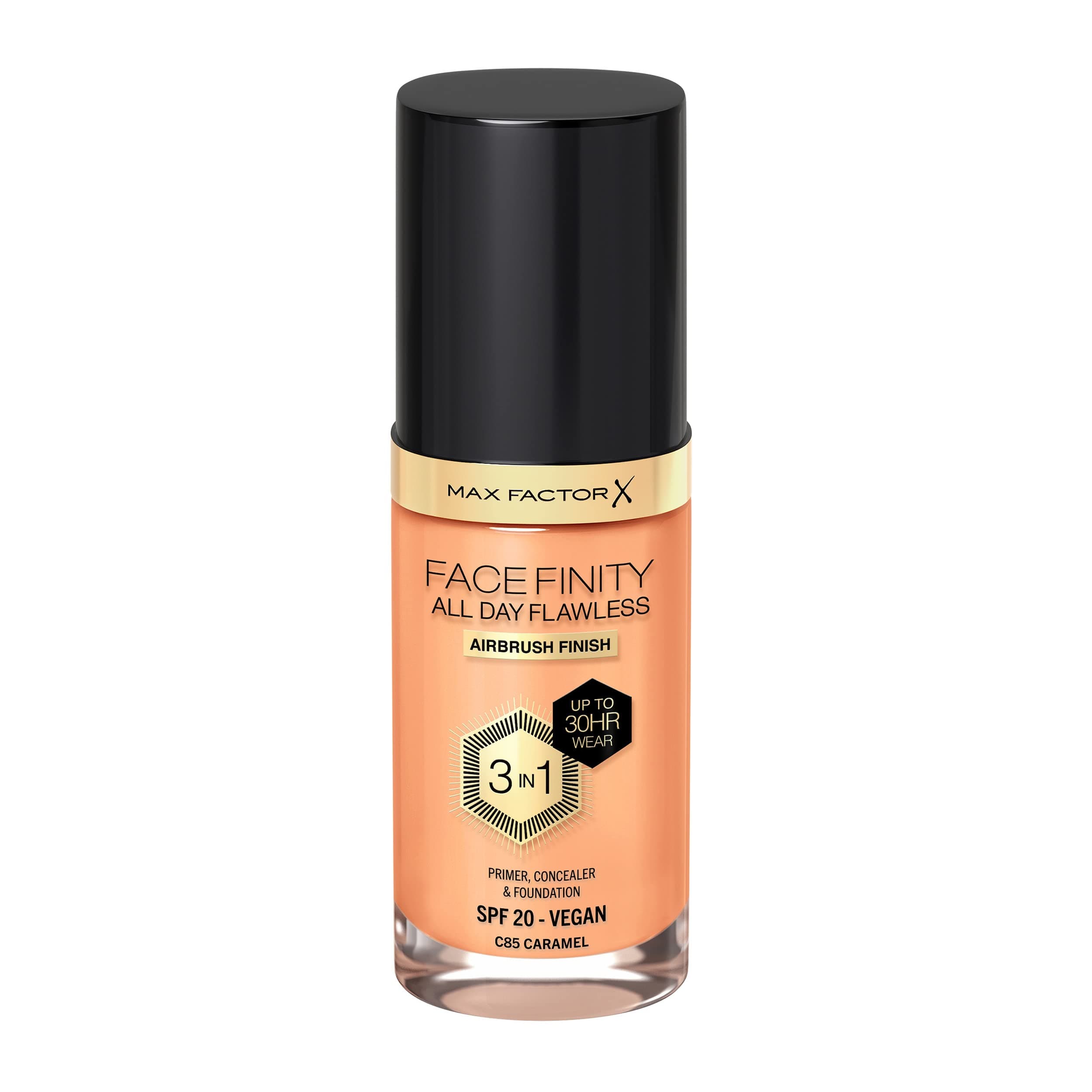 Facefinity 3-in-1 All Day Flawless Liquid Foundation, SPF 20 - 85 Caramel (Packaging May Vary)