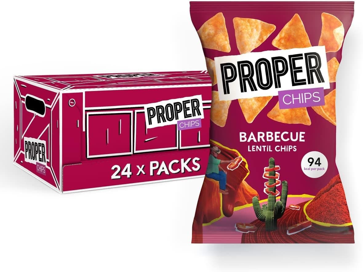 Wowboxme Full Box Properchip Lentil Crisps 24x20g Properchips (Barbecue)