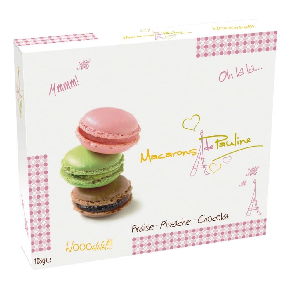 d'Haubry 9 x Assorted Macarons de Pauline Gift Box 108g (Strawberry, Chocolate & Pistachio)