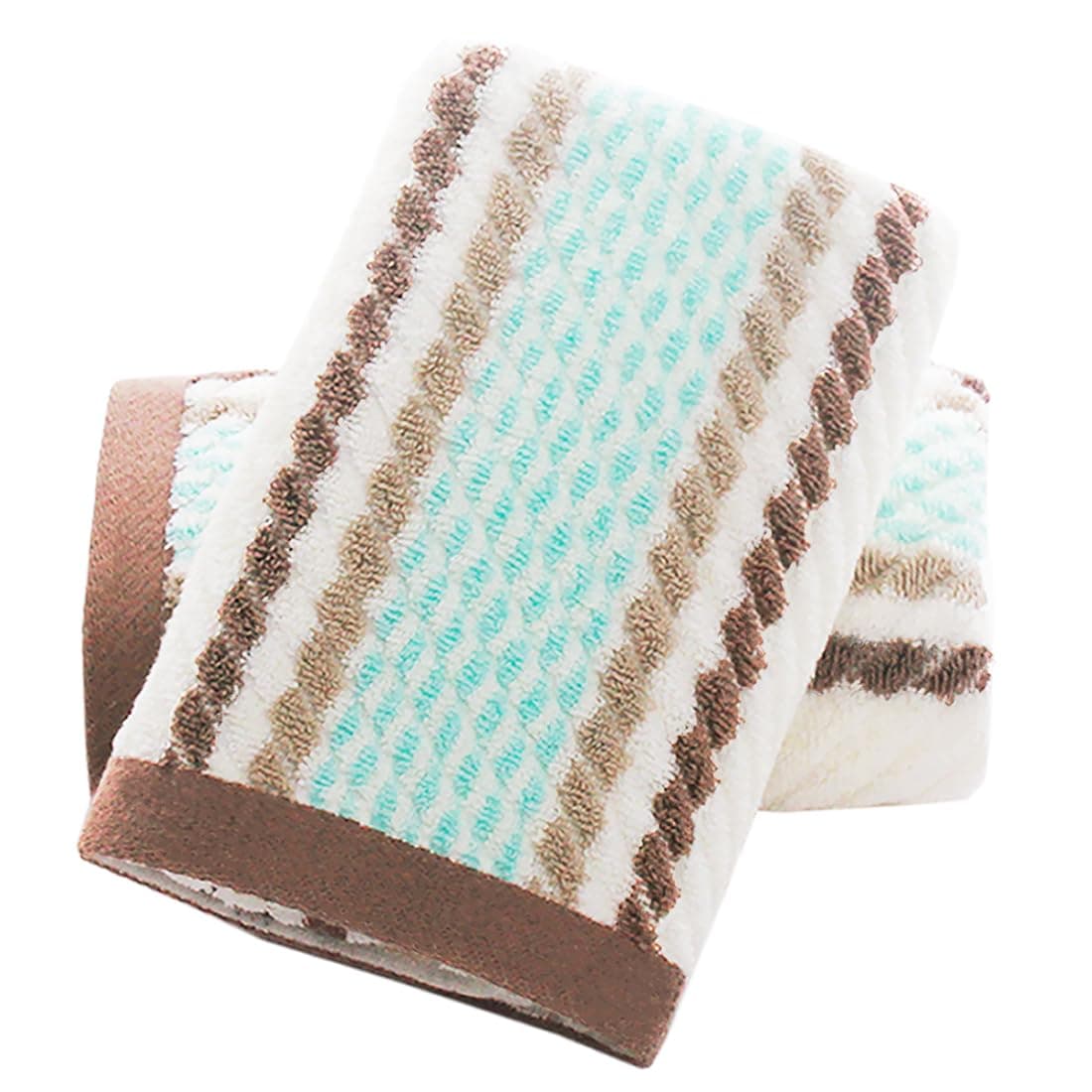 Pidada Hand Towels Set of 2 Striped Pattern 100% Cotton Soft Absorbent Decorative Towel for Bathroom 13.4 x 29.5 Inch (Brown)