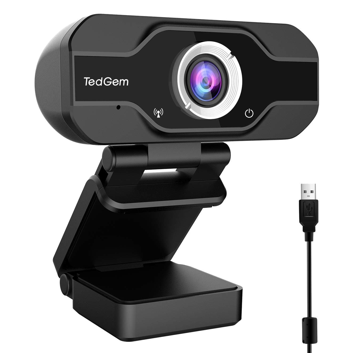 PC Webcam, TedGem 1080P Full HD Webcam USB Desktop & Laptop Webcam Live Streaming Webcam with Microphone Widescreen HD Video Webcam 90-Degree Extended View for Video Calling (HD Webcam)