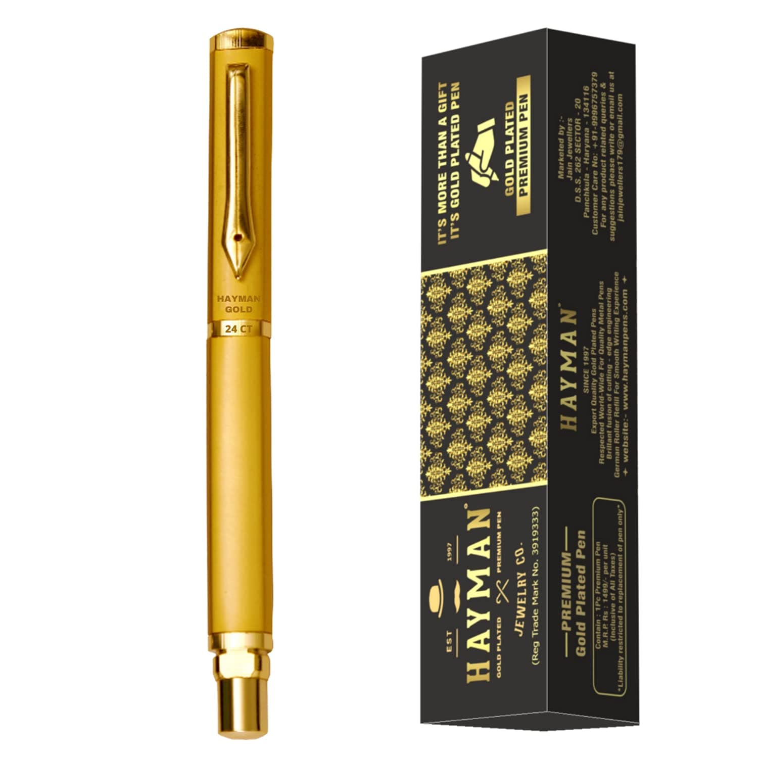 HAYMAN 24 CT Gold Plated Premium Triangle Roller Pen with Gift Box (P-4) (PACK OF 1)