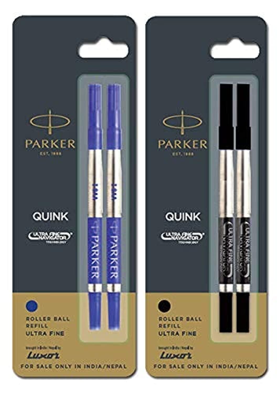 Parker Ultra Fine Navigator Roller Pen Combo Refills Blue 2 Black 2 (Pack of 2)
