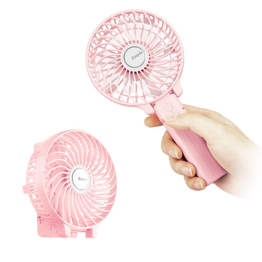 EasyAcc Mini Handheld Fan, Personal Cooling Fan Folding USB Desk Fan Small Portable Table Fan for Travel Camping Outdoors Office Home - Pink…
