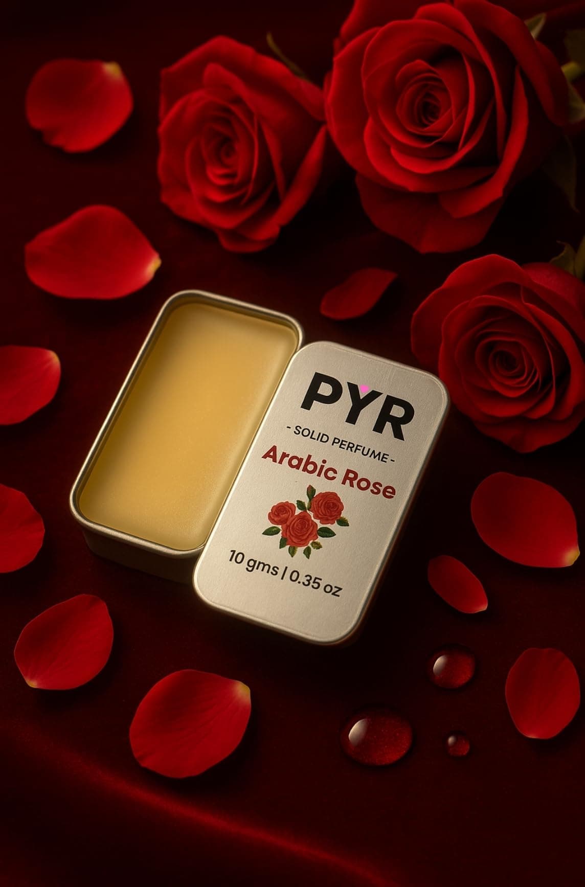 PYR Solid Perfume for Men & Women | Arabic Rose Long-Lasting & Strong Fragrance | Non-Greasy & Travel-Friendly | Perfect for Date Night & Gifting | 10g