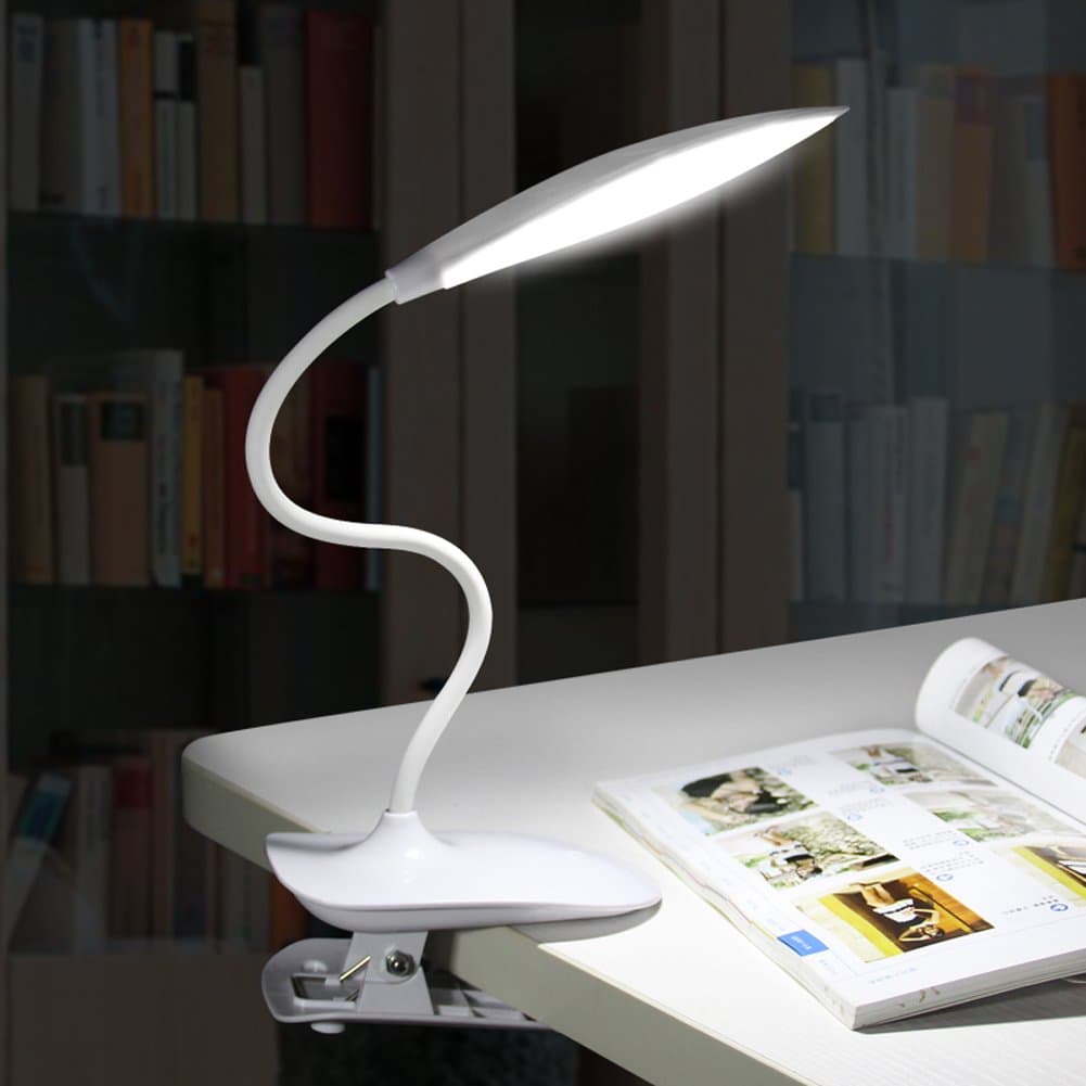 Reading Lights, LightsGoal Clip on Leaf Reading Lamp, Stepless Dimming Light, USB Rechargeable Book Lights for Kids and Students - White
