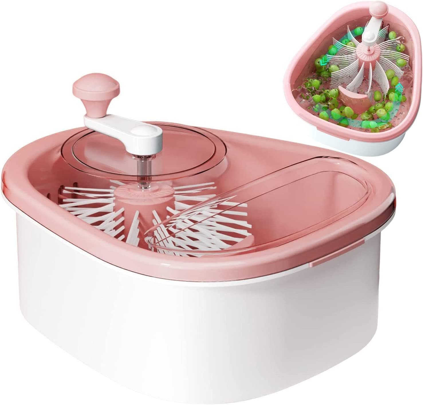 Toshionics Fruit Cleaning Device 720 Degree Scrubbing Fruit And Vegetable Wash - Fruit And Vegetable Cleaning With Full-Sided Spin Scrubber Brush For Kitchen (Vegetable (Pink))