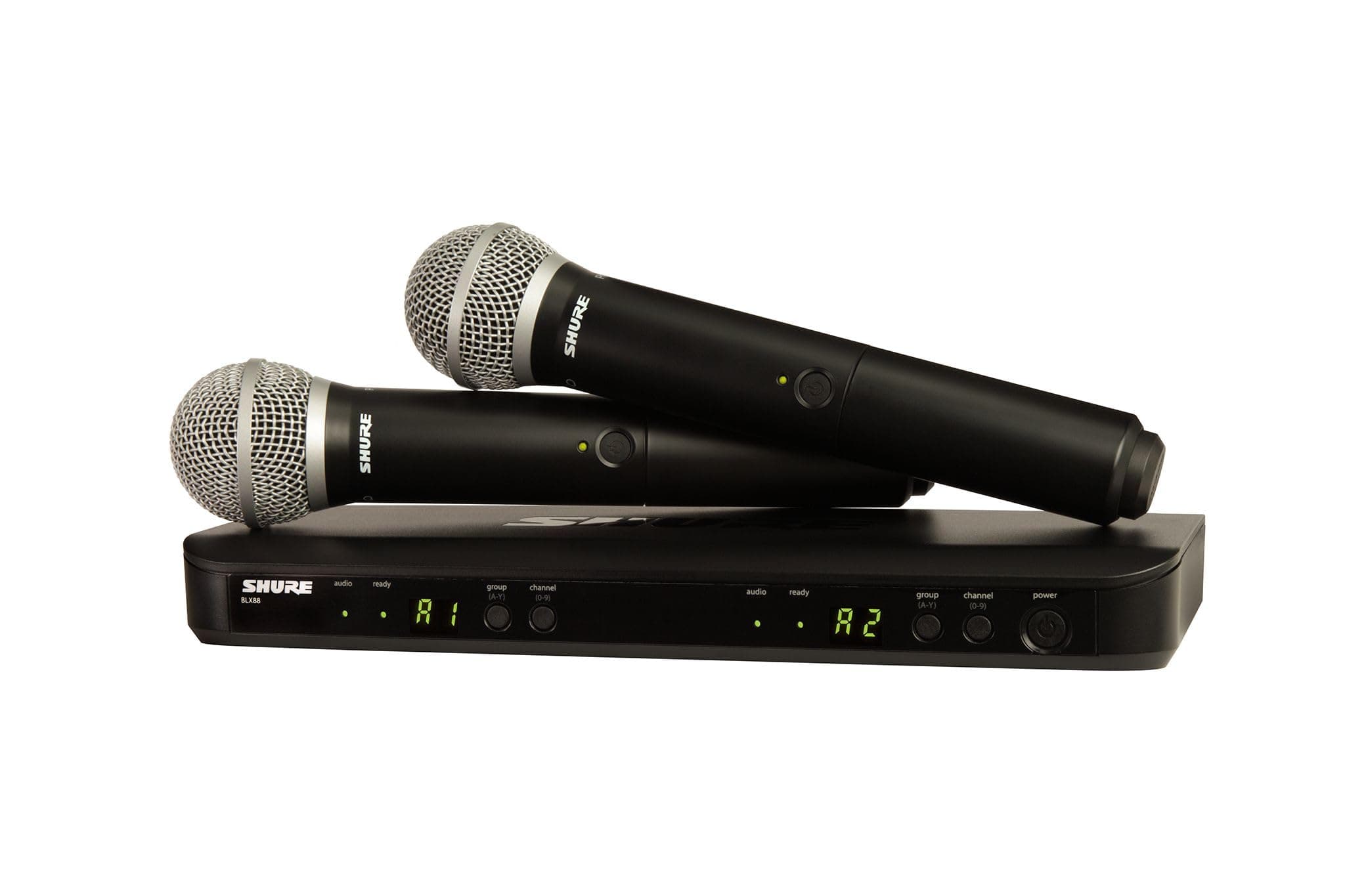 BLX288/PG58 Wireless Microphone System - 14-Hour Battery Life, 300 ft Range, UHF | Includes (2) PG58 Handheld Vocal Mics, Dual Channel Receiver | H10 Band (BLX288/PG58-H10)