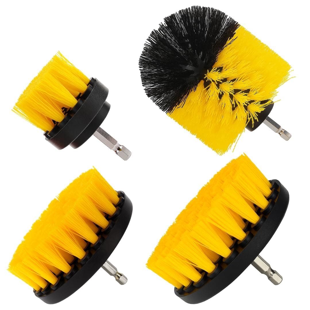 - 4 PCS Power Drill Scrubber Brush Cleaning Kit, All-Purpose Drill Brush Set for Bathroom, Tile, Grout, Tub, Shower, Floor, Kitchen & Grill – Fits Most Drills (4 PCS)