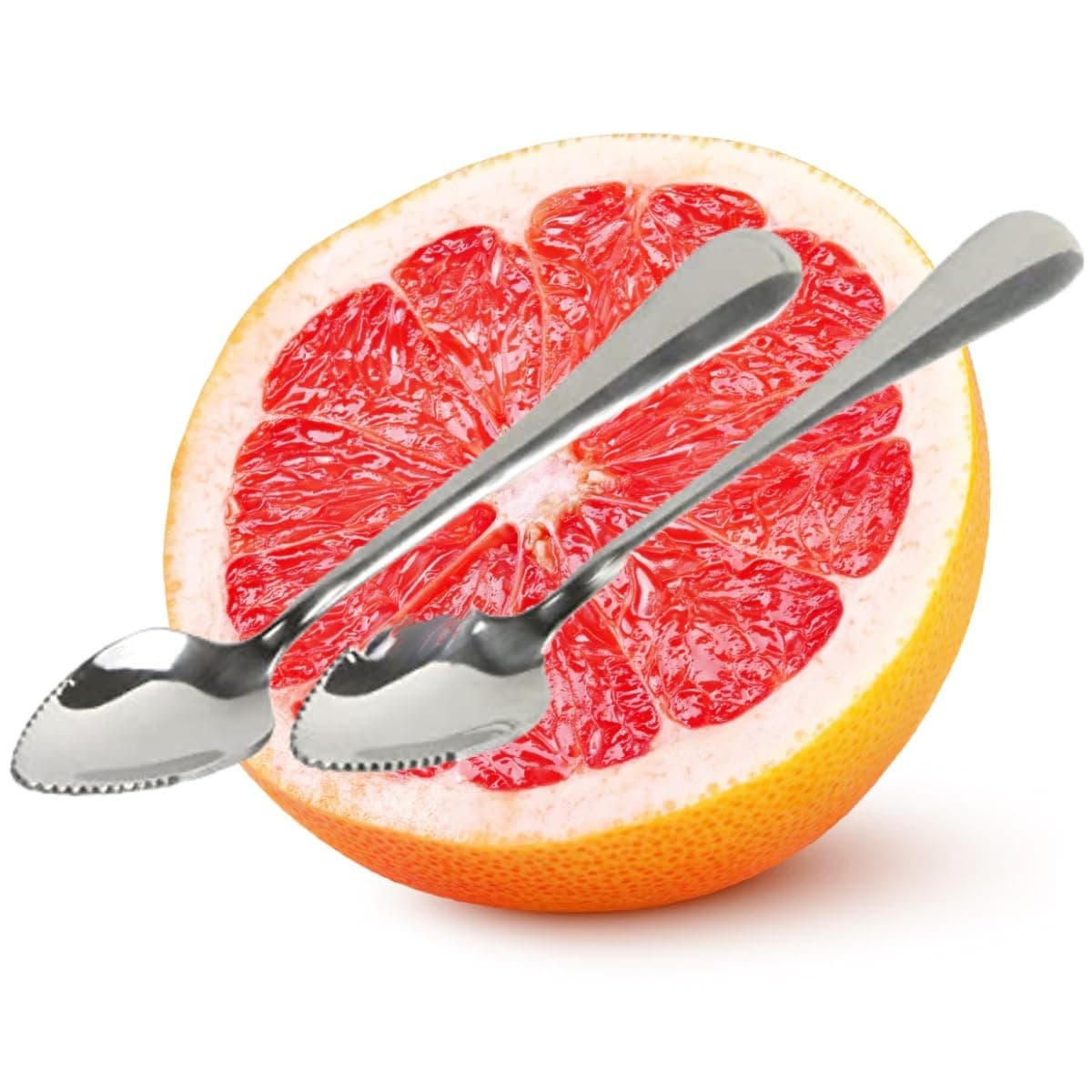 Rocky Mountain Goods GrapeFruit Spoons with Serrated Edge Set of 2 - Stainless Steel Easy Cut and Scoop Grapefruit Spoons - Polished Mirror Food Grade - Longer Spoon Handle - Dishwasher Safe