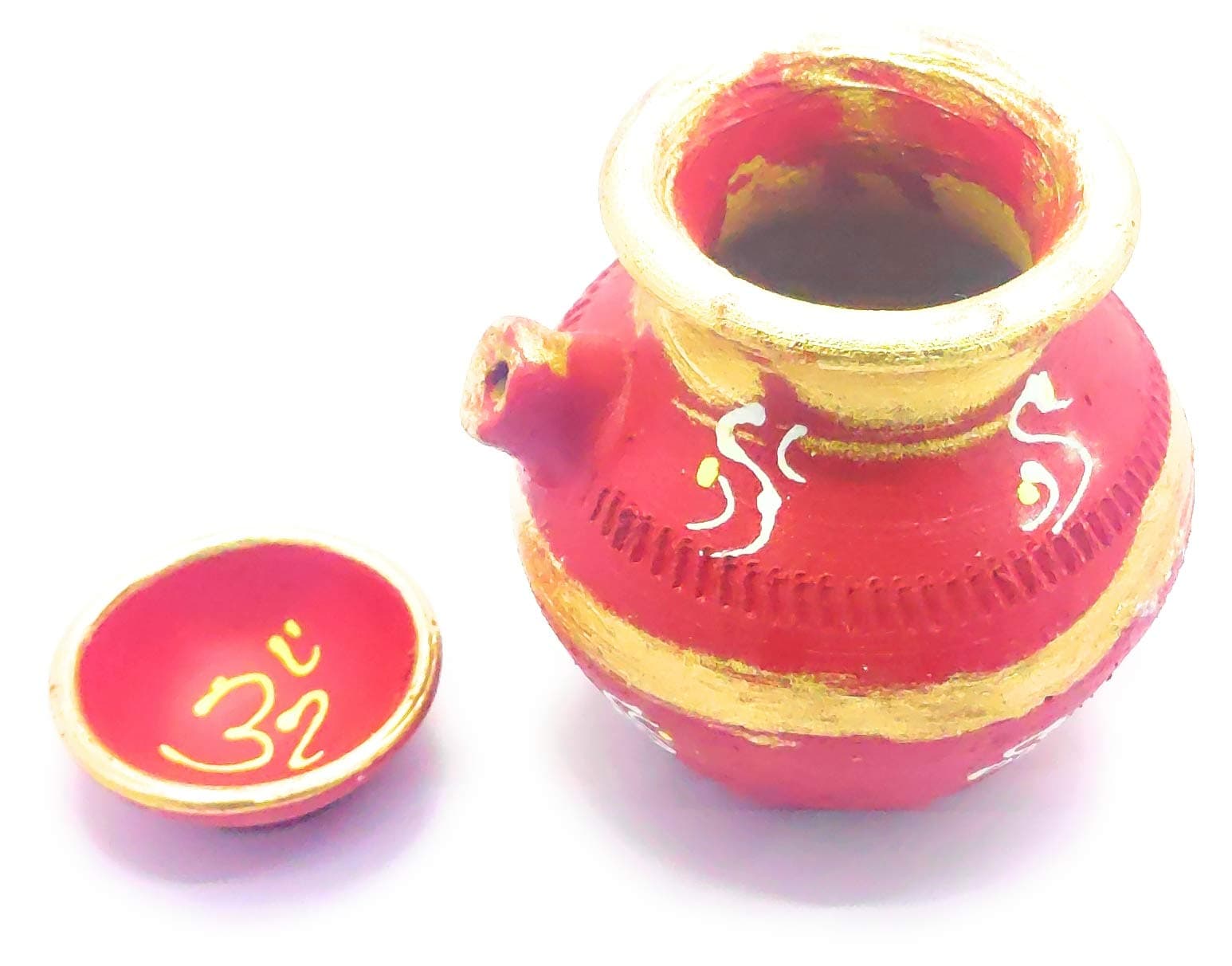 Achleshwar Handmade Matti/Mitti Karva(Kalash) with Deepak(Multicolor).