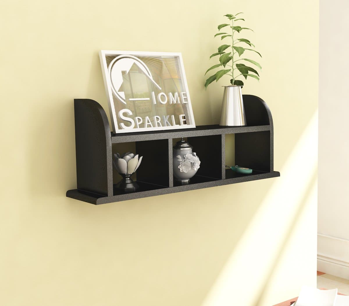 Home Sparkle Sh721 Wall Shelf (Lacquer Finish, Black)