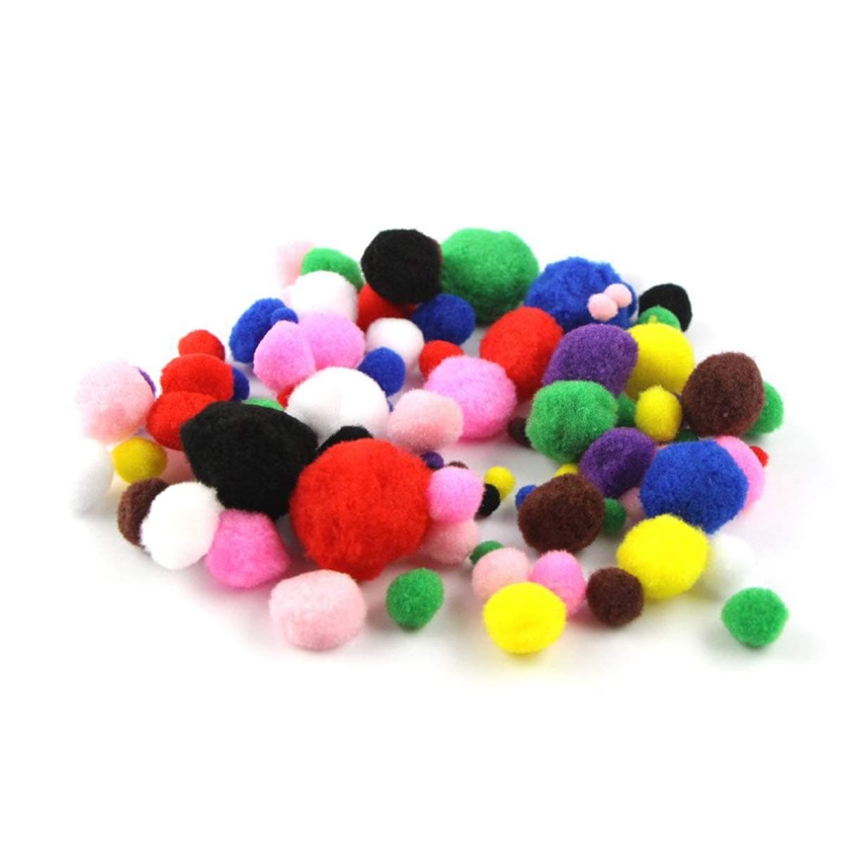 Pom Poms Assorted Colours & Sizes (100) by Ark Craft