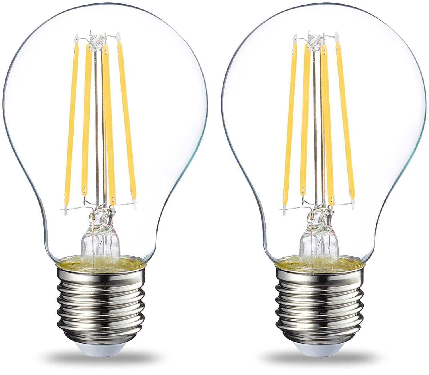 LED E27 Edison Screw Bulb, 7W (Equivalent to 60W), Clear Filament, Warm White, Non Dimmable, (Pack of 2)