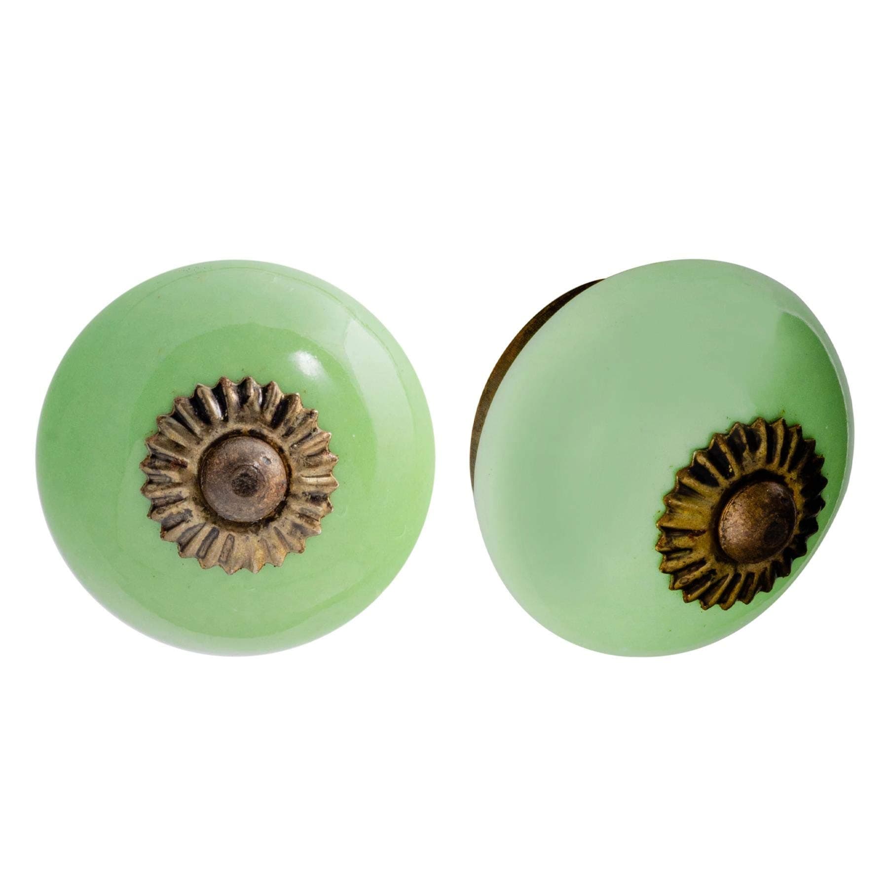 Nicola Spring Ceramic Cupboard Drawer Handle Knobs - Green - Pack of 12