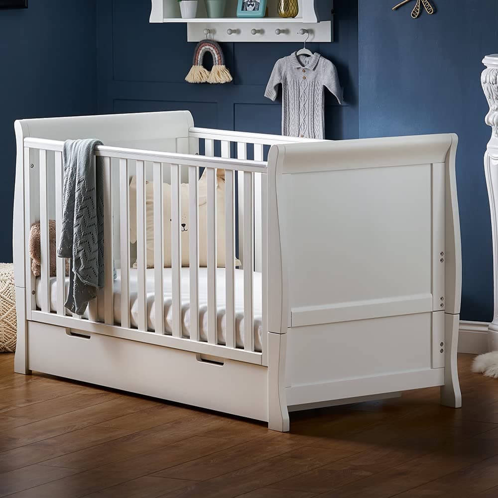 Obaby Stamford Sleigh Classic Cot Bed - White
