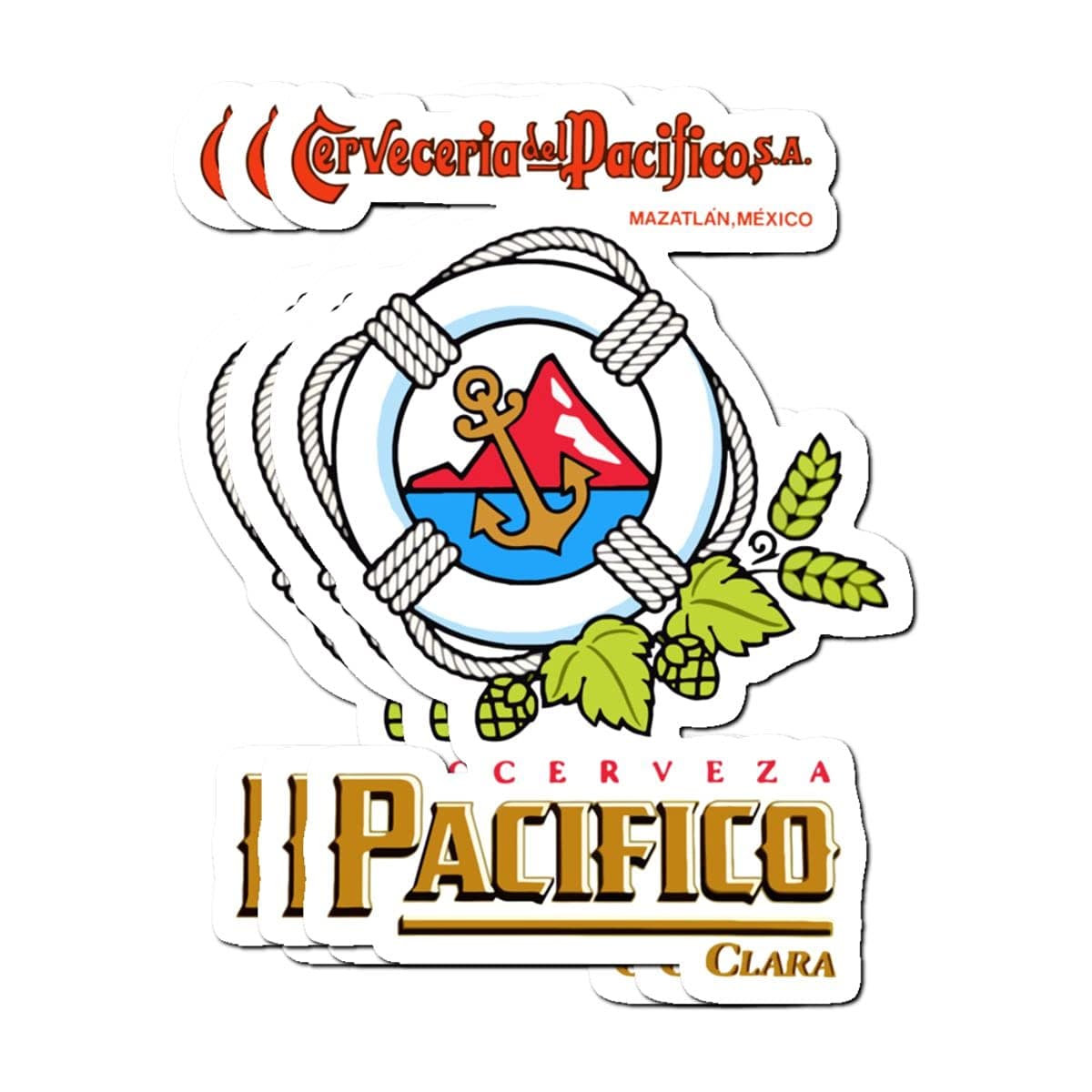 MrMintStickers Pacifico (3 Pcs/Pack) 3x4 Inch Wall Decals
