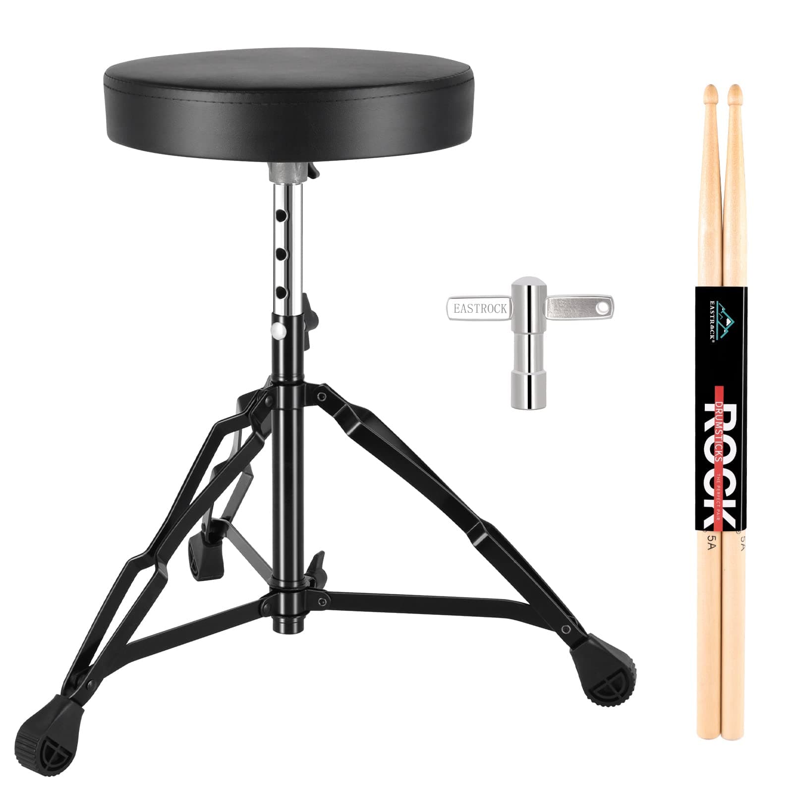 Drum Throne,Padded Drum Seat Drumming Stools with Anti-Slip Feet for Adults and Kids Drummers (Dark Black)