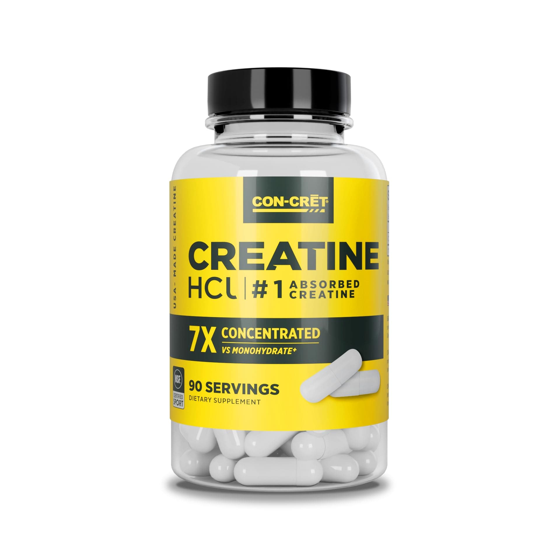 Creatine HCl Capsules | Muscle, Cognitive, Cellular Energy Support | No Bloating or Cramps | USA Made & NSF Certified | Creatine Pills (90 ct)