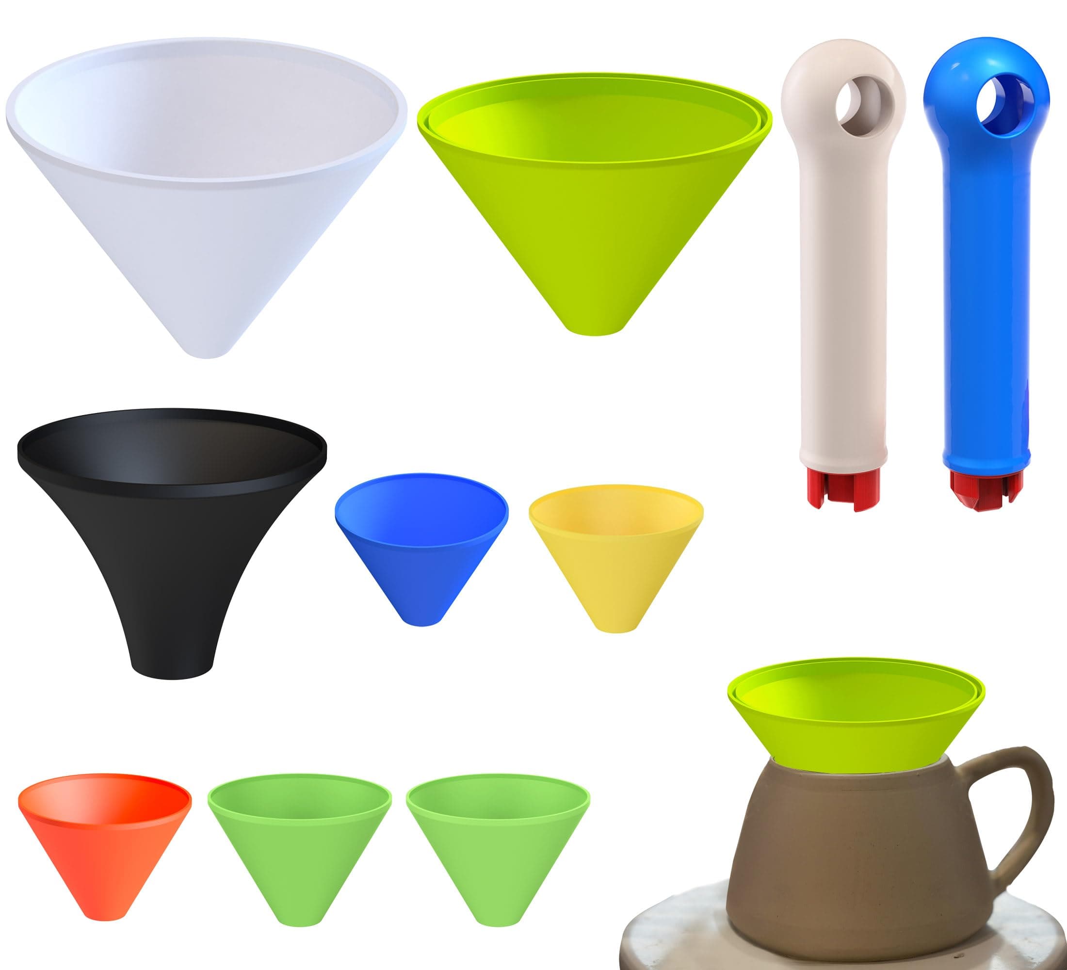 ORIISIN Pottery Rim Cone Shaper 4 Sizes, Pottery Tools for Fixing Rim, Pottery Shaping Cone Tool for Rounding Pots and Attaching Handles, Ceramic Rim Shaper