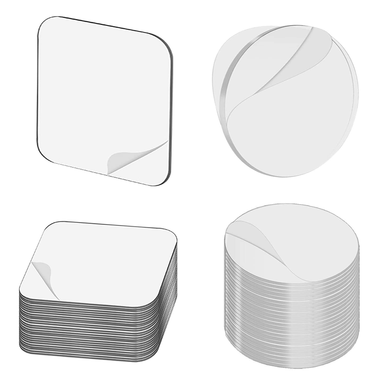 60 PCS Adhesive Pads White, Extra Strong Double Sided Sticky Pads Heavy Duty Clear Adhesive Mounting Pads 30 PCS Square Sticky Pads Waterproof Double Adhesive Pads Strong Round Foam Pads for Walls