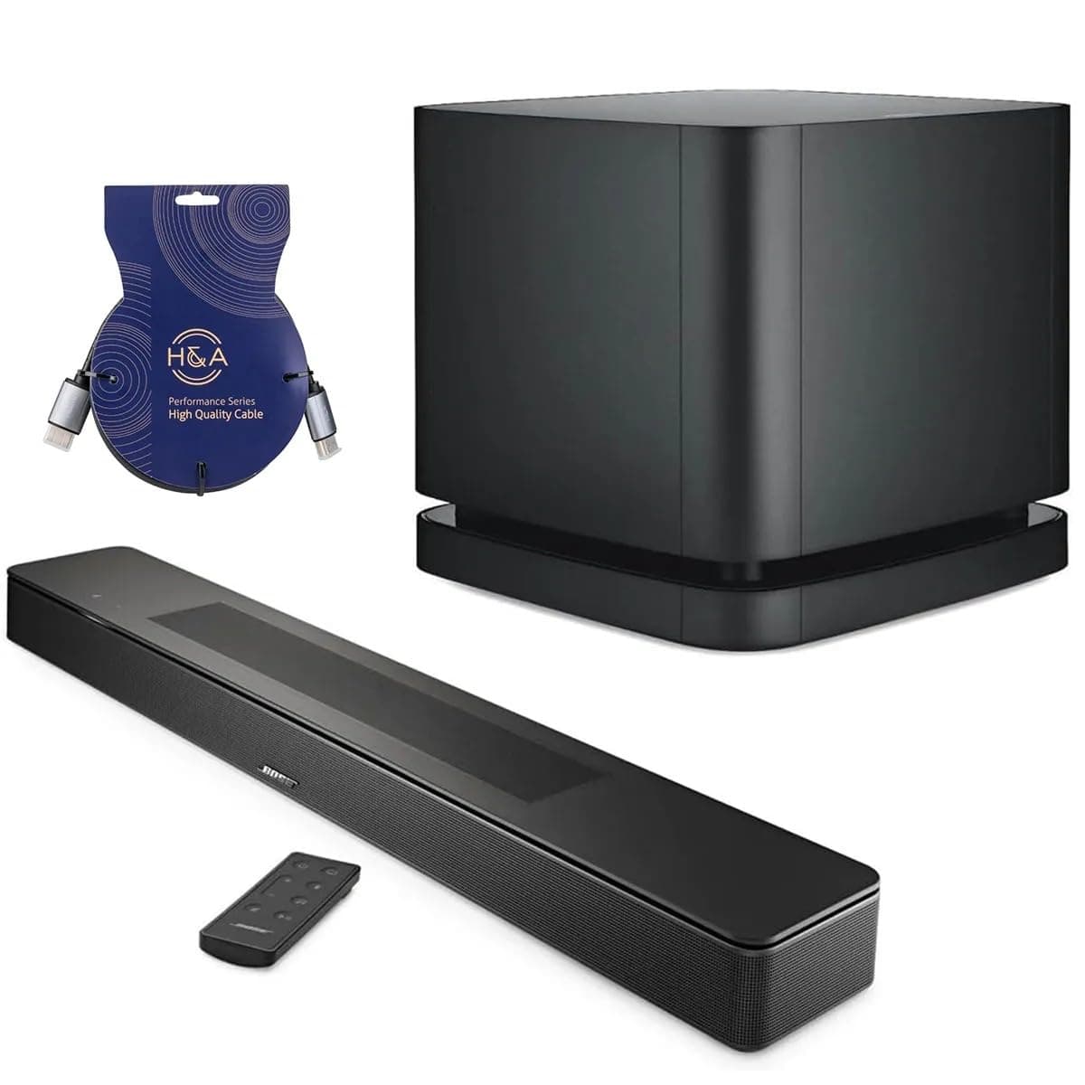 Smart Soundbar 600, Black - Bundle with Bass Module 500 + 10' HDMI Cable
