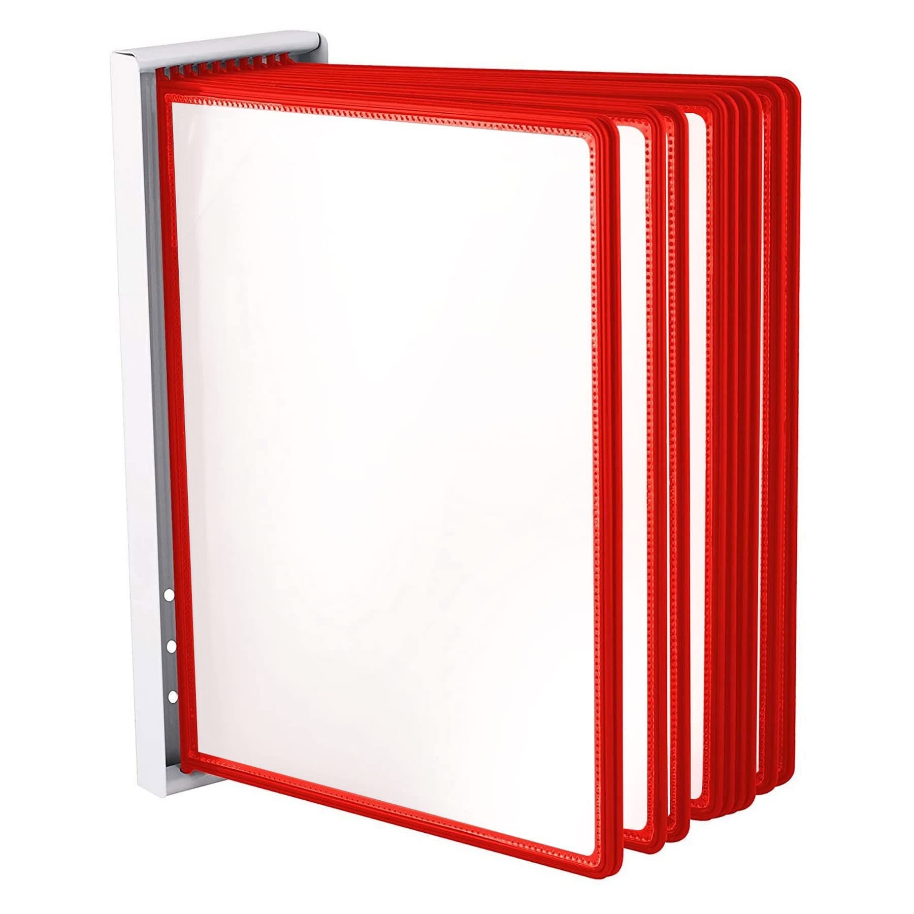 LeviatanWall Display Board System | Wall Lectern | Document Organiser | Consultation and Presentation Documents | Plastic Case for Papers | Includes 10 Display Panels | Size: A4 | Colour: Red