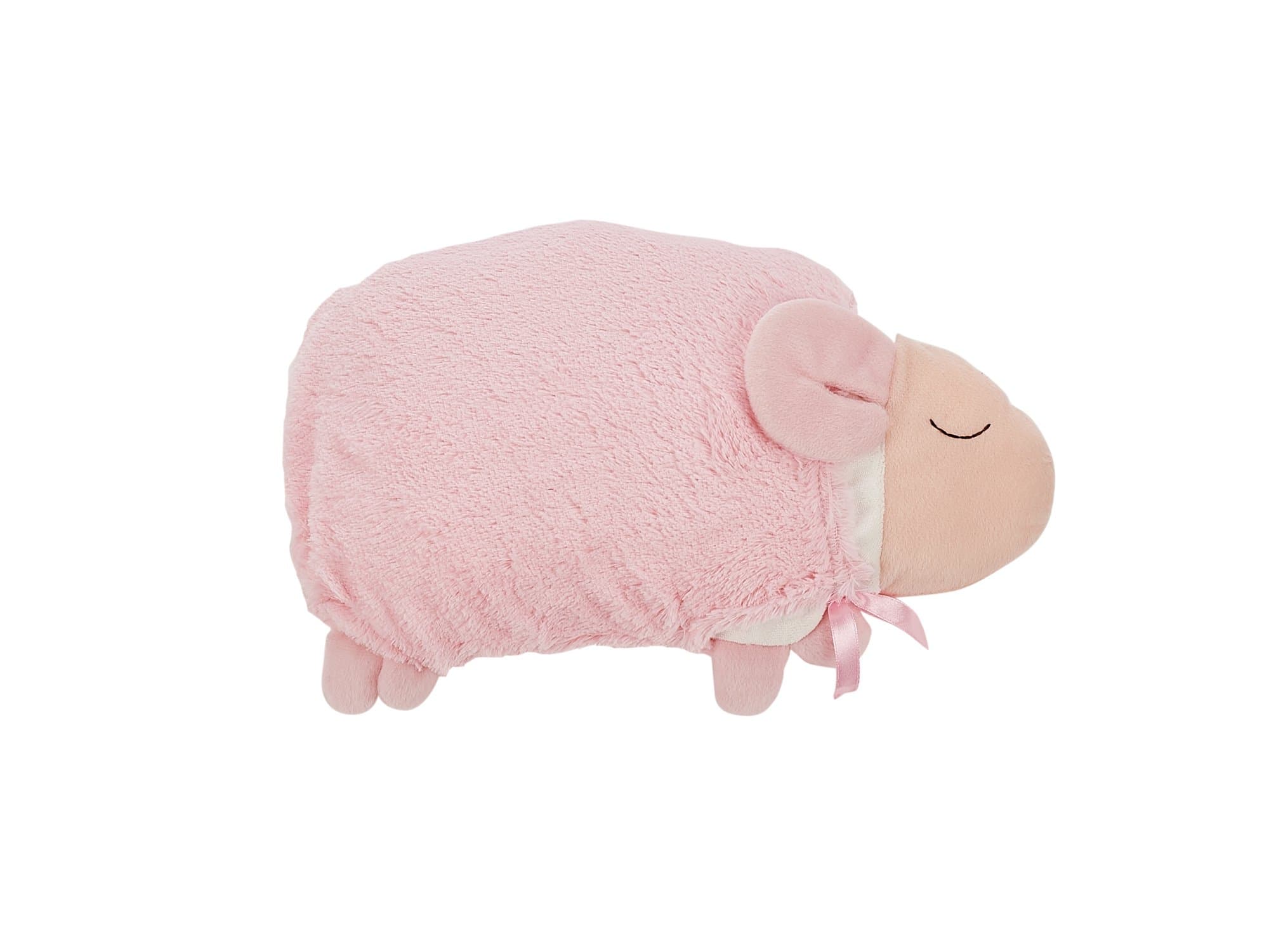 Natural Petting Cute Sheep Shaped Head Support Pillow Back Cushion with Pink Cover