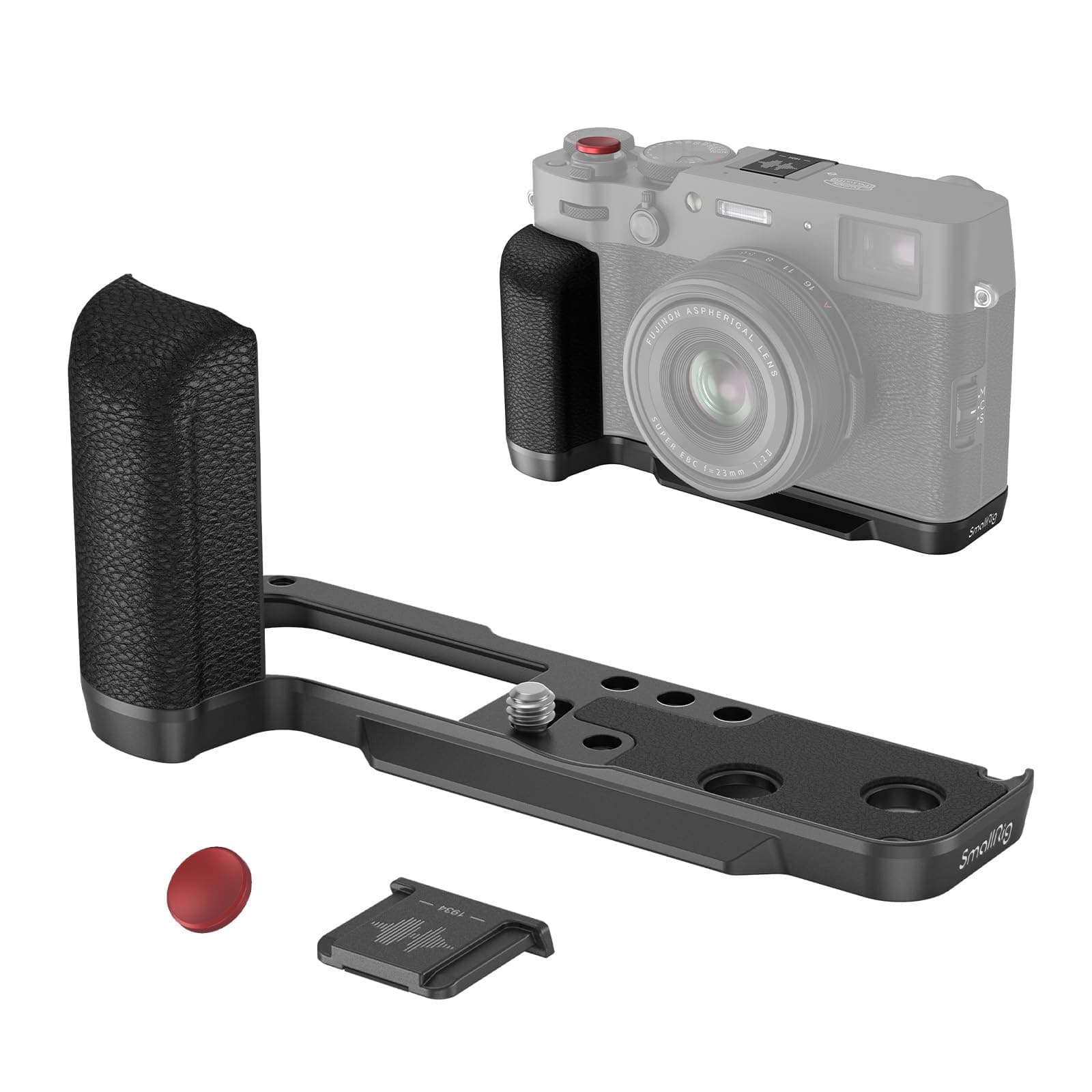 SmallRig X100VI / X100V Handgrip L-Shape Grip with Quick Release Plate for Arca, Lightweight Silicone Side Handle, Shutter Button and Hot Shoe Cover for FUJIFILM X100VI / X100V Cameras (Black) - 4556