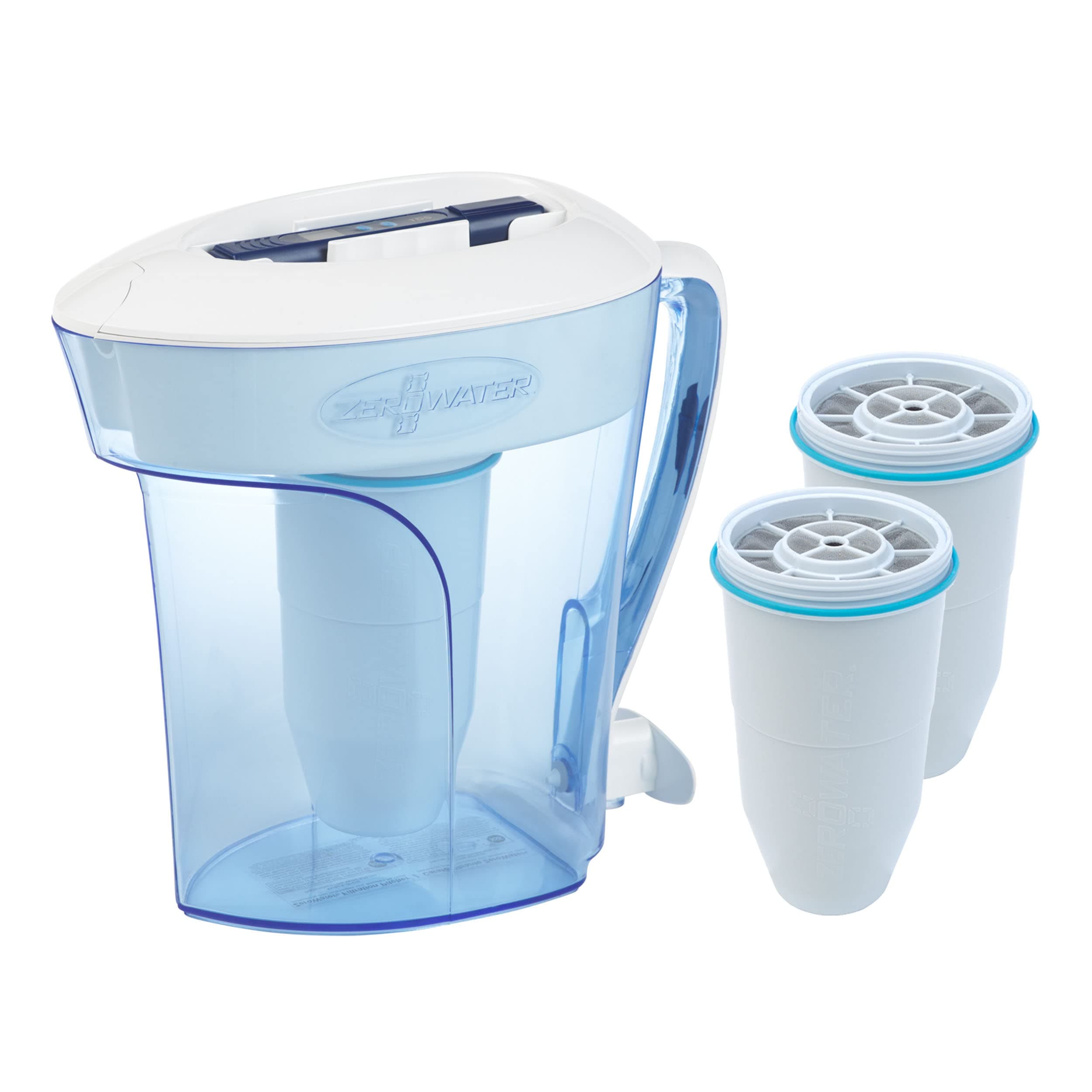 ZeroWater 2.4 litres Water Filter Jug Combo with 3x Advanced 5 Stage Filter, 0 TDS, NSF certified, Reduces Fluoride, Chlorine, Lead and Chromium, Water Quality Meter included