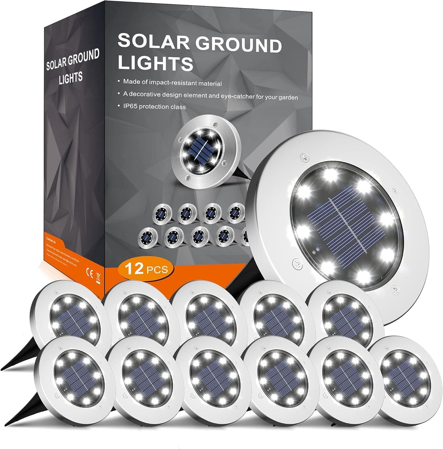 INCX 12 Pack In-Ground Solar Lights 8 LED Solar Garden Lamp Waterproof Outdoor Landscape Lighting for Patio Passage Lawn Garden Deck Driveway Sidewalk White