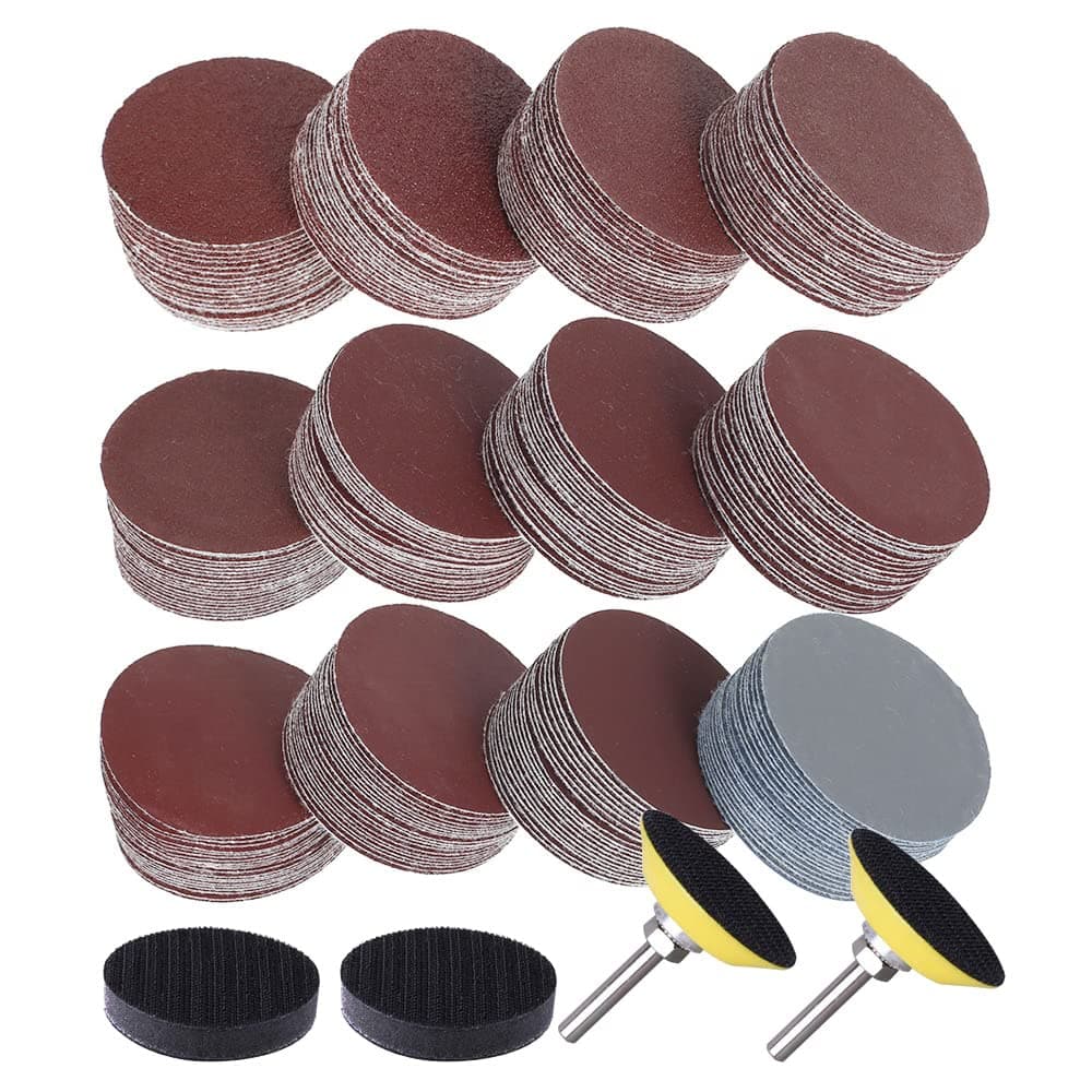 JaneYi 240 Pieces Sanding Disc Pad Kit 2inch Sanding Discs Hook and Loop Sandpaper Sheets 60 80 120 180 240 320 400 600 800 1000 2000 3000 Grit with Soft Foam Buffering Pad and 1/4" Shank Backing Pad