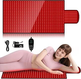 47.5"x20" Body Red Light Therapy Mat, Eligible Red Light Therapy Blanket, 770pcs Dual Wavelength LEDs(660nm& 850nm), Premium Leather, Adjustable Timer & Intensity