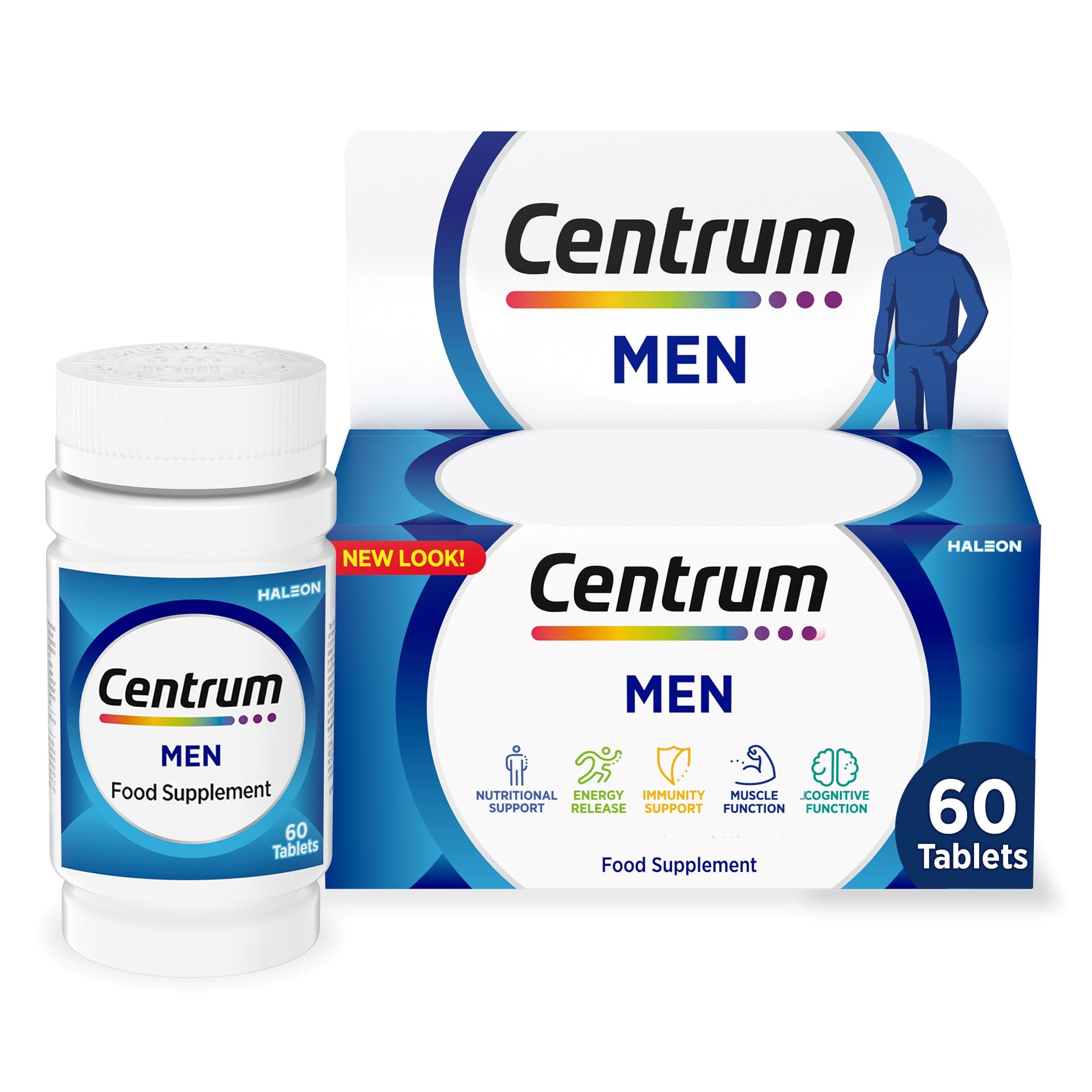 Men Tablets Multivitamin & Mineral Supplements, with 23 essential nutrients, including vitamin D, C, and Magnesium, 60 ct
