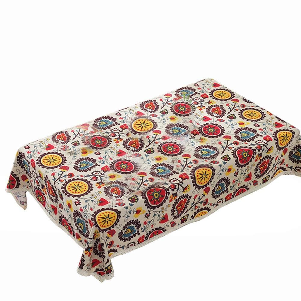 MoGistTablecloth Sunflower Cotton Linen Rectangular Coffee Table Tablecloth Home Decoration Tablecloth,140*250CM