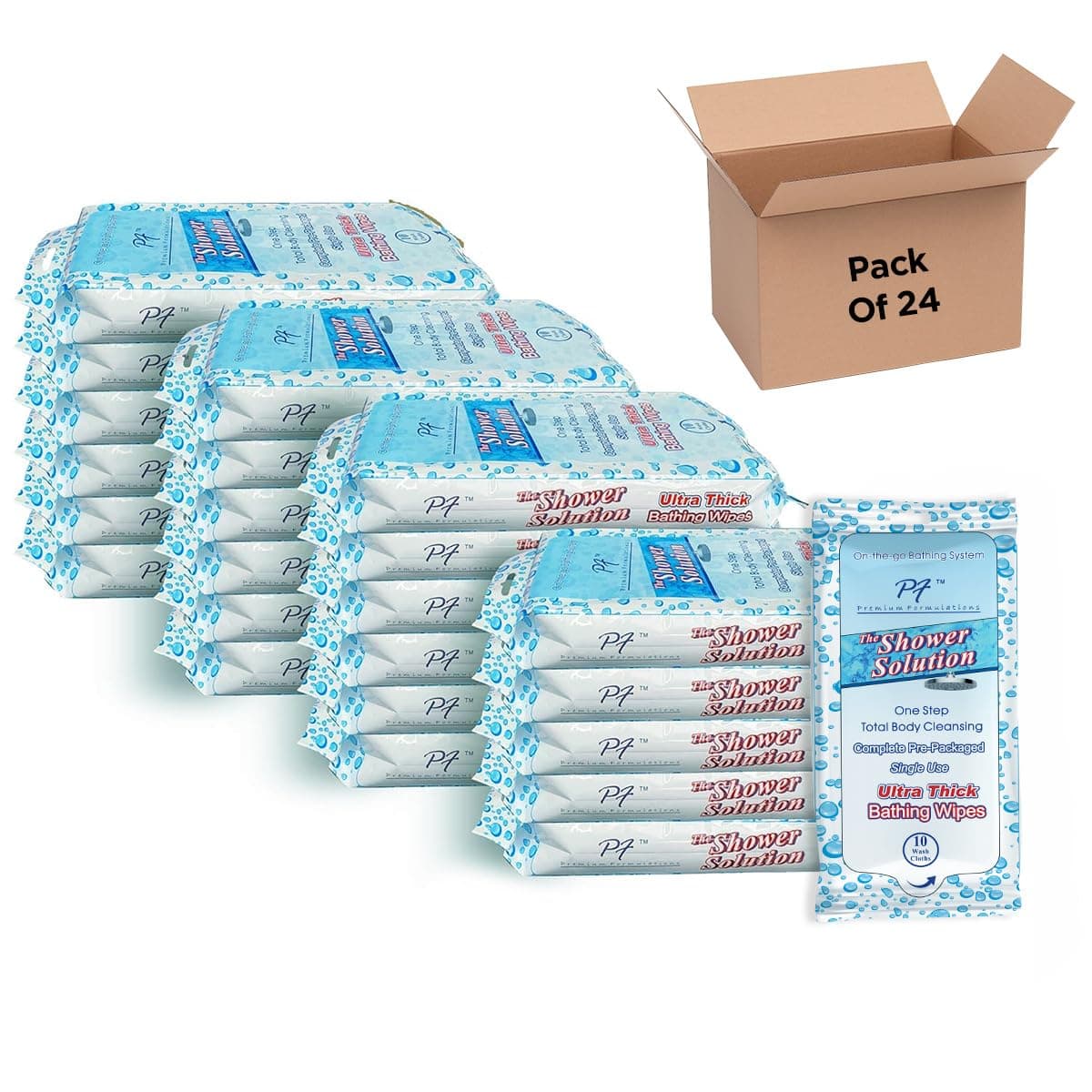 Shower Solutions - Adult Bathing Wipes, Extra Large and Extra Thick, 240 Wipes Bulk Pack