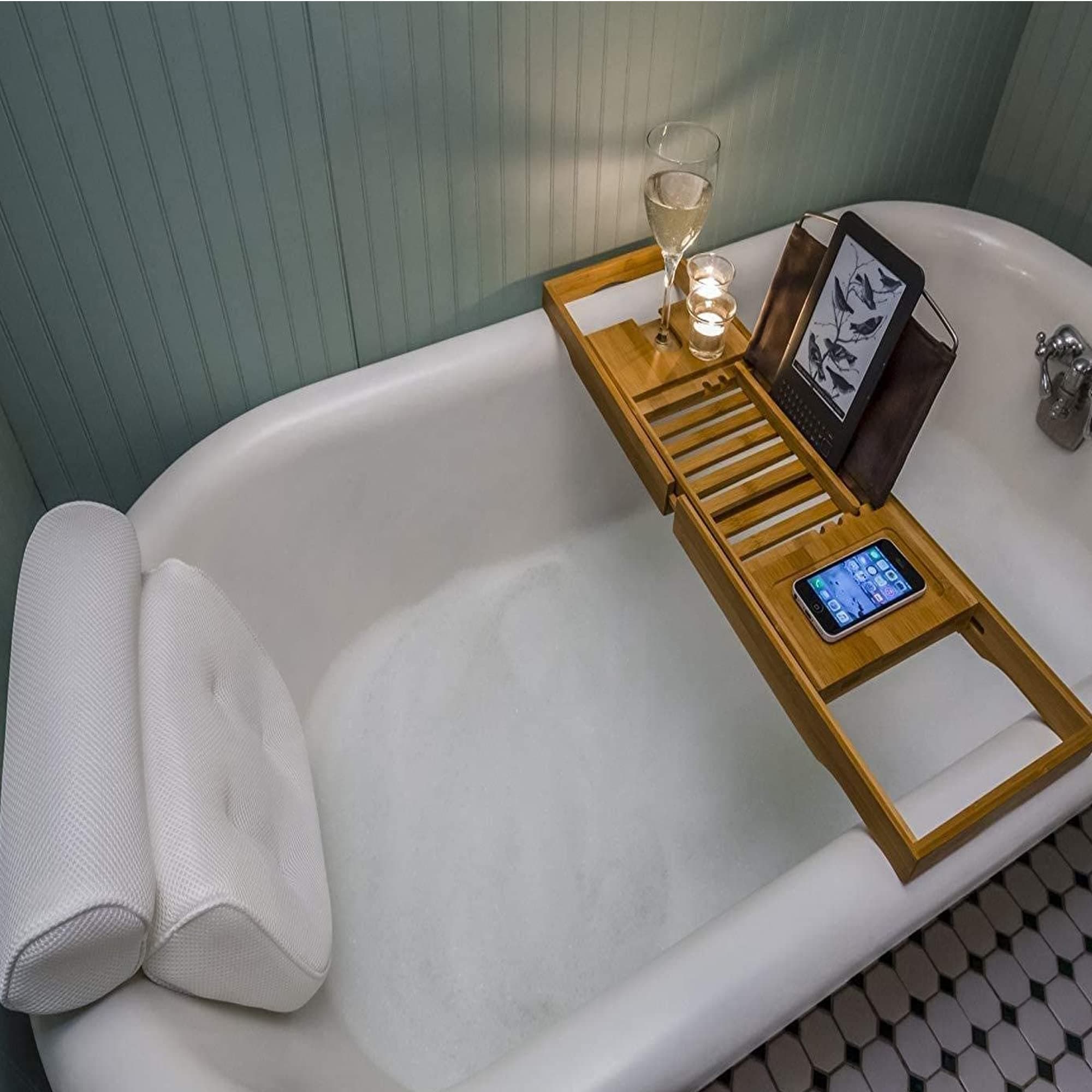 Sulfar Spa Bath Pillow with Head, Neck, Shoulder and Back Support Non-Slip, Extra Thick, Breathable and Soft for the ultimate relaxation experience Anti-Bacterial Bathtub Pillow Fits any tubs