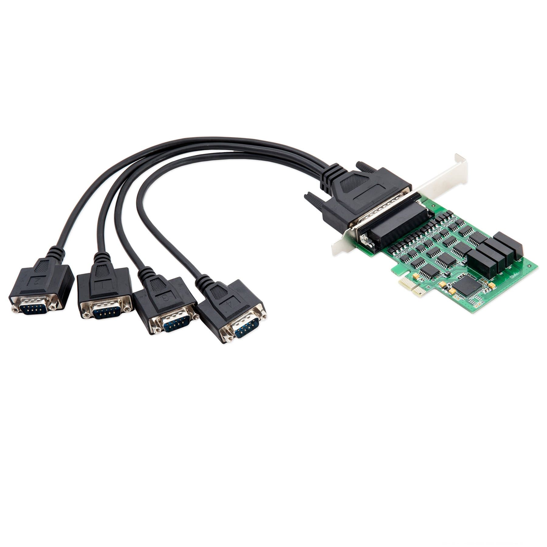 IO CREST 4 Port RS-232 Serial PCIe 2.0 X1 Controller Card Components SI-PEX15042