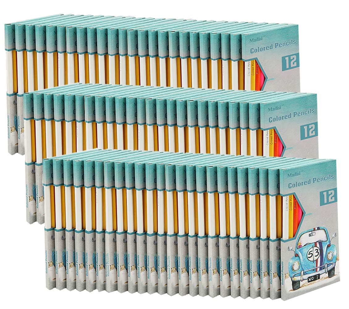 Madisi Colored Pencils Bulk - Non-Toxic Pre-Sharpened - 72 Packs of 12-Count - 864 Bulk Pack
