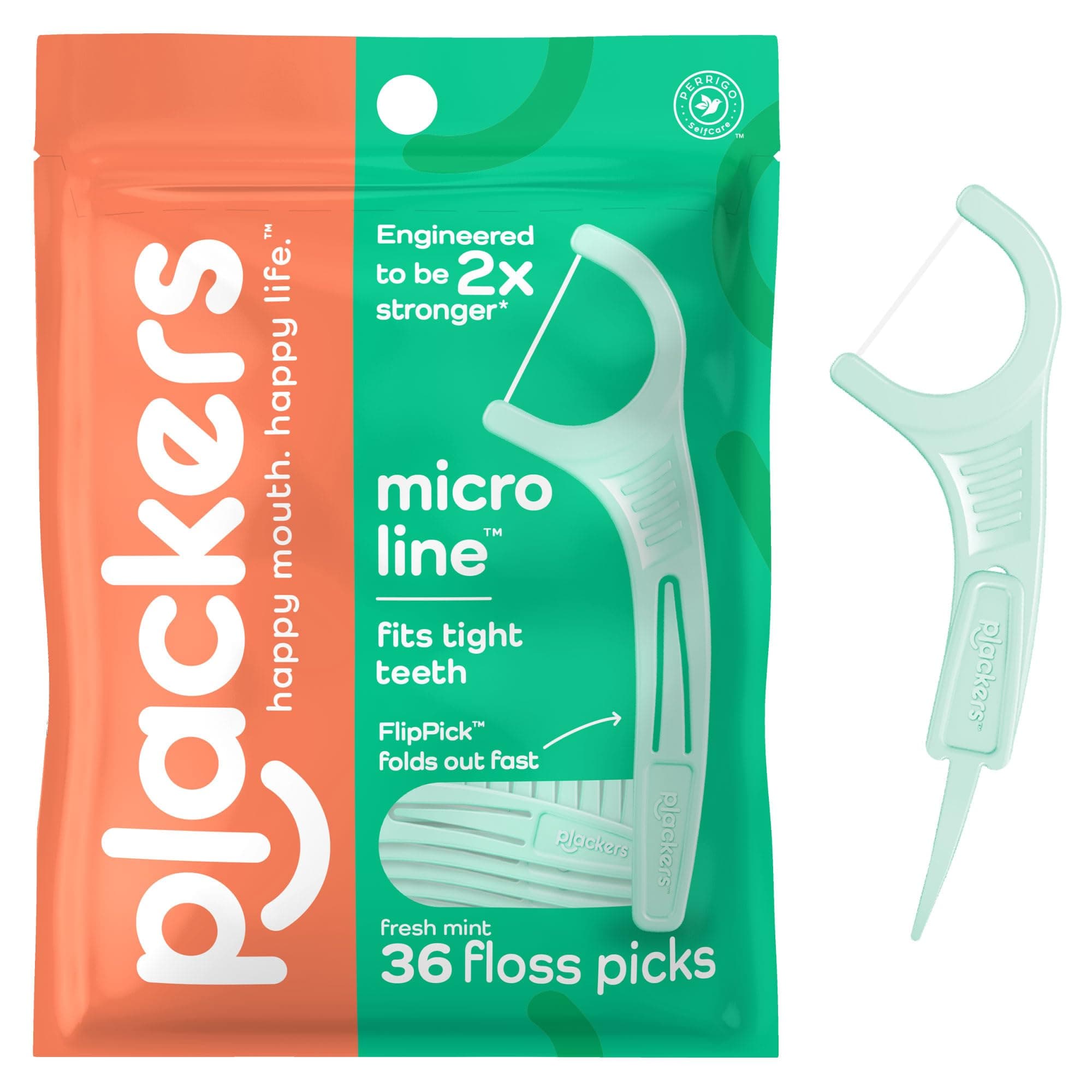 Micro Line Dental Floss Picks, Fold-Out FlipPick, Tuffloss, Mint, 36 Count