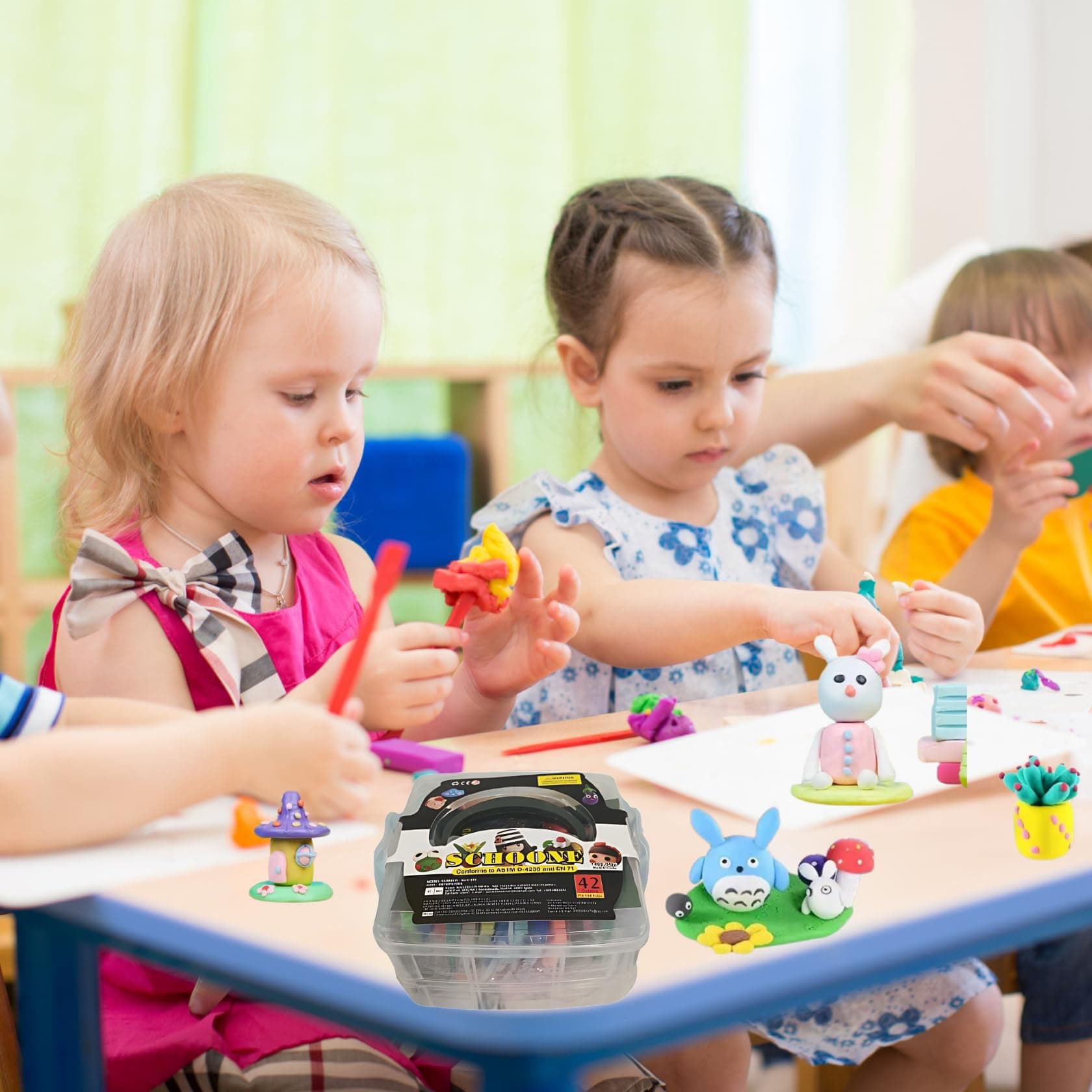 SCHOONE Polymer Clay Set - 42 Colors Modeling Clay Kit, Soft and Nontoxic Oven Bake Clay with Tools and Storage Box