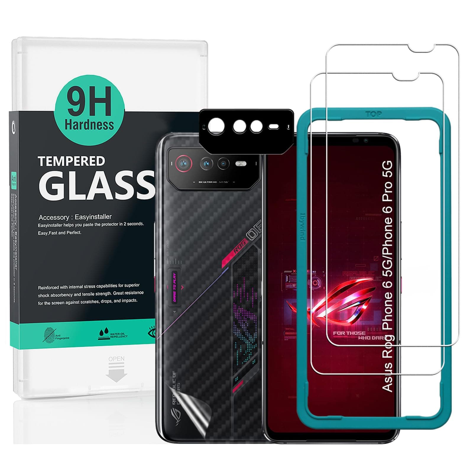Screen Protector compatible with Asus Rog Phone 6 5G/Phone 6 Pro 5G 6,78",Metal Camera Lens Protector,Easy to install