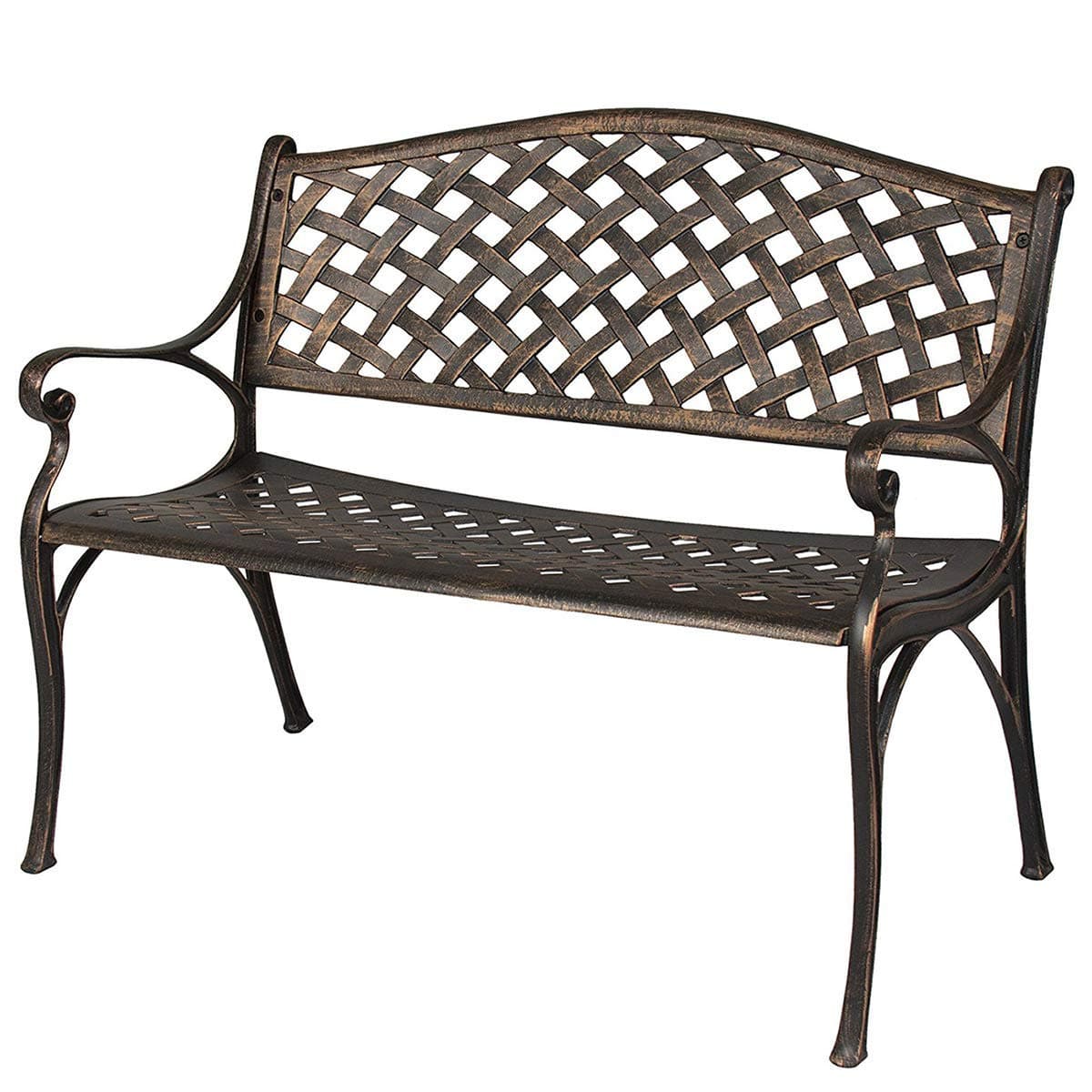 Copper Cast Aluminum Bench Is Weather Resistant and Rust Proof, Making It a Prime Piece for Any Outdoor Living Area, Porch, Patio, Garden, Deck or Balcony. This Stylish Garden Bench Creates a Perfect Park Setting in Any Backyard!