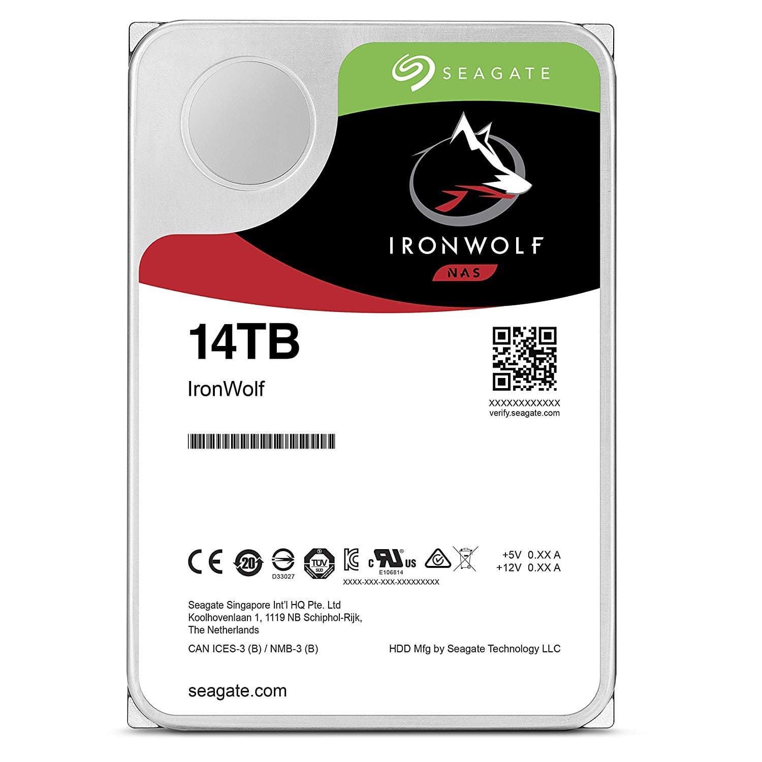 Seagate IronWolf Pro, 14TB, Internal Hard Drive, NAS, 3.5 Inch, SATA, 6GB/s, 7200 RPM, 256MB Cache, for RAID Network Attached Storage, 3 year Rescue Service, FFP (ST14000NEZ008)