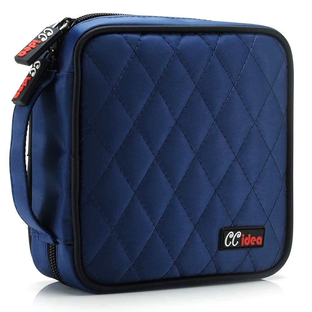 40 Capacity CD/DVD Case Holder Portable Disc Wallet Storage Binder Nylon Cd Bag (Blue)