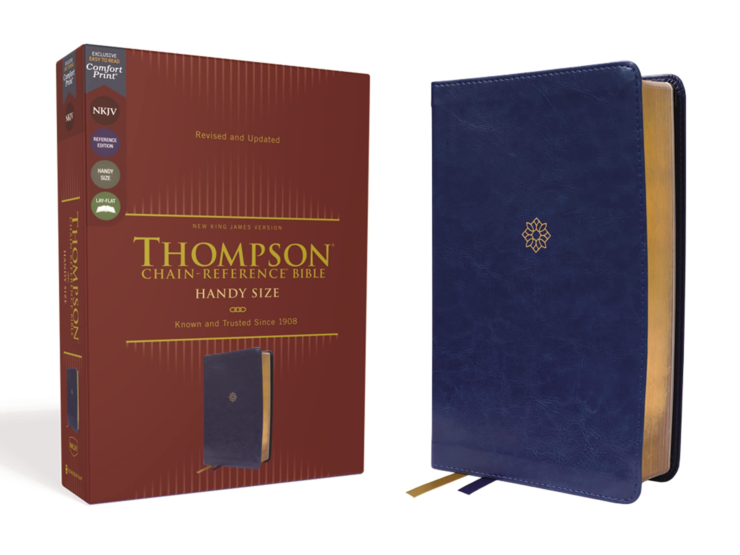 NKJV, Thompson Chain-Reference Bible, Handy Size, Leathersoft, Navy, Red Letter, Comfort Print: New King James Version, Navy, Leathersoft, Red Letter, Comfort Print, Thompson Chain-reference Bible