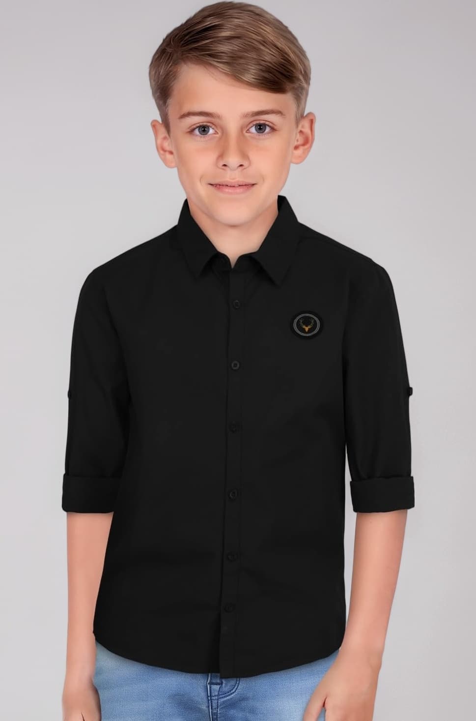Allen Solly Boys’ Solid Shirt with Badge | Comfortable Fit, Soft Fabric, Ideal for Casual & Occasional Wear