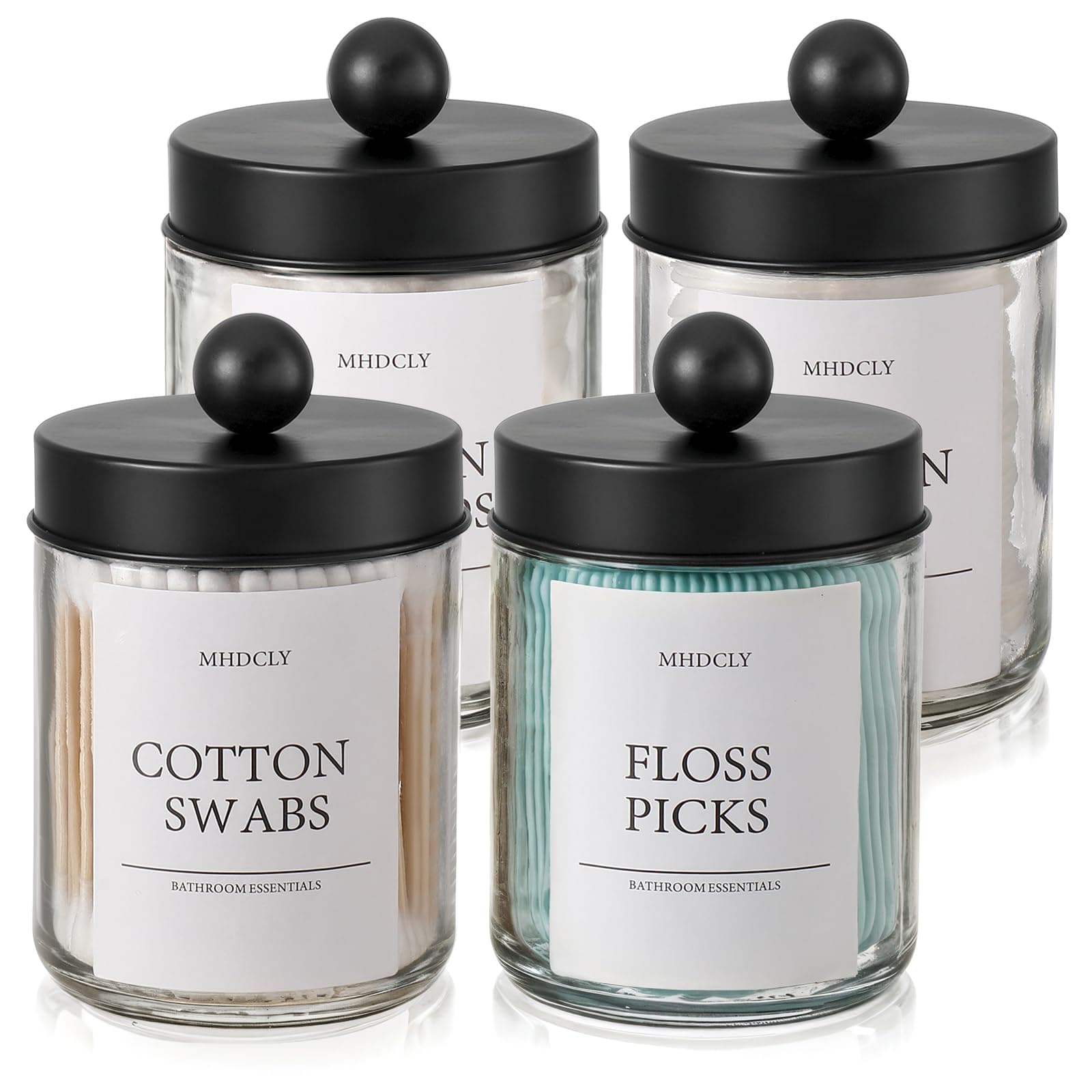 MHDCLY Bathroom Organizers and Storage, 4 Pack Bathroom Accessories, Black Lids