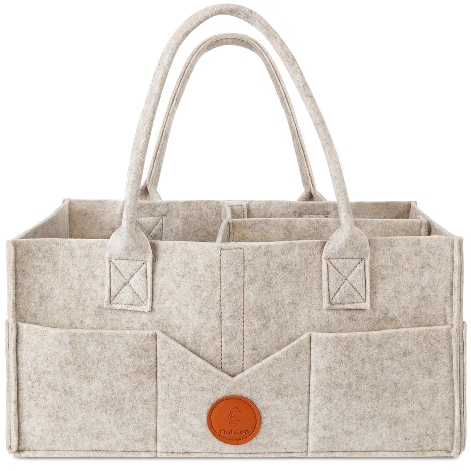 Maliton Baby Diaper Caddy Organizer for Changing Table, Nursery Storage Bin Basket with Handle, Felt Diaper Organizer Suitable for Indoor Outdoor (Khaki)